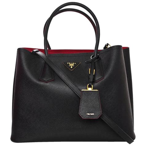 prada black bag red interior|prada leather bag women black.